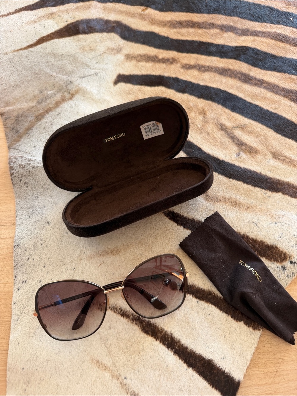 Tom Ford Women's Brown Gradient Sunglasses with Gold Accents